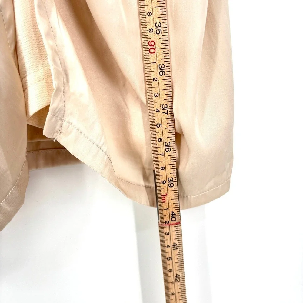 NWT Aakaa Satin Ruched‎ Midi Dress Sheath V Neck Champagne Beige Lined Draped L - Picture 14 of 14